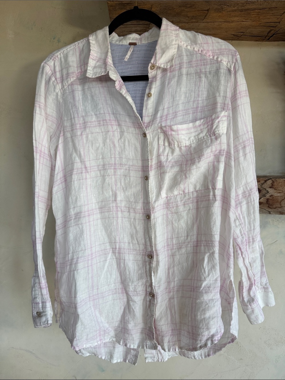 Free people Linen button back oversized blouse